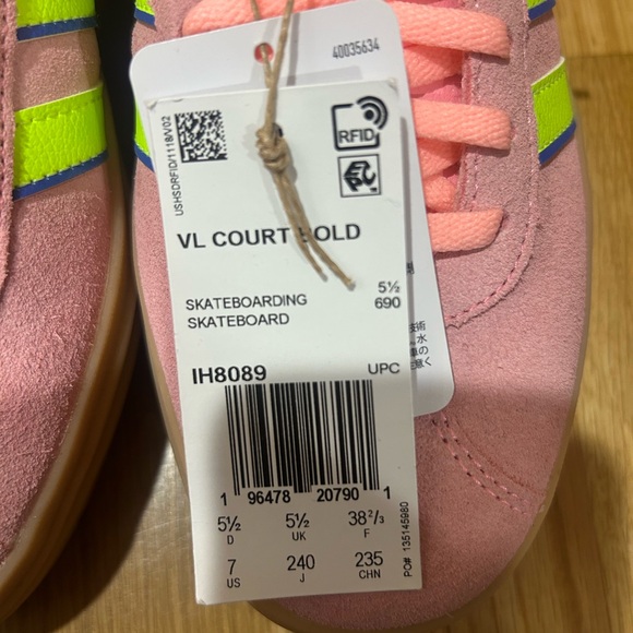 Adidas Women's Pink Sneakers with Neon Green Accents - Picture 3 of 4